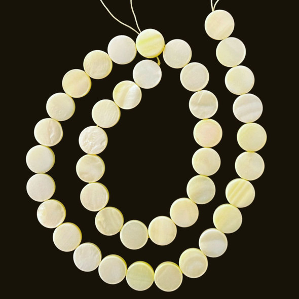 Shell, Yellow, Dyed, Smooth Coin, One 12mm Strand