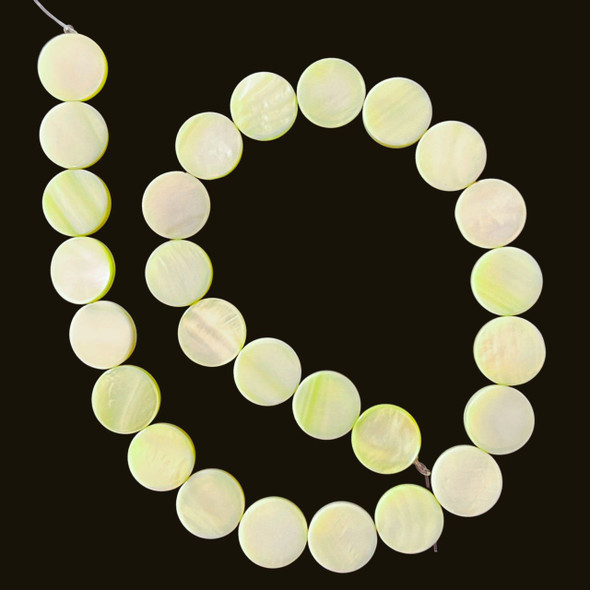 Shell, Green, Dyed, One 15mm Strand