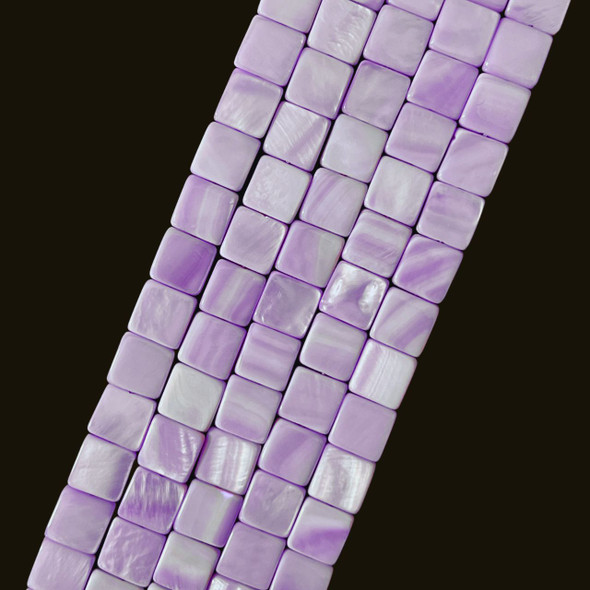 Shell, Smooth Square, Purple, Dyed, 10mm