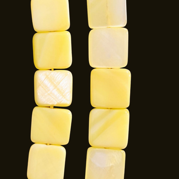 Shell, Smooth Square, Yellow, Dyed, 10mm