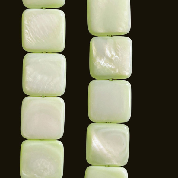 Shell, Smooth Square, Green, Dyed, 11mm