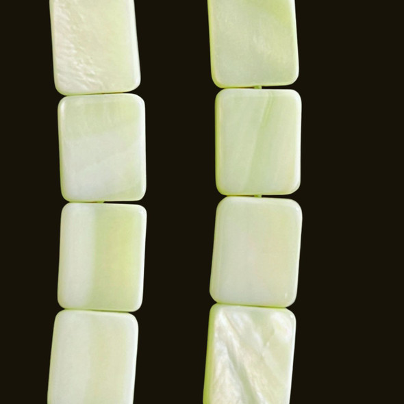 Shell, Smooth Rectangle, Green, Dyed, 10x8mm