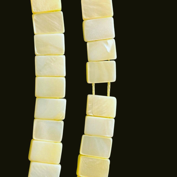 Shell, Smooth Rectangle, Double Hole, Yellow, Dyed, 5x7mm