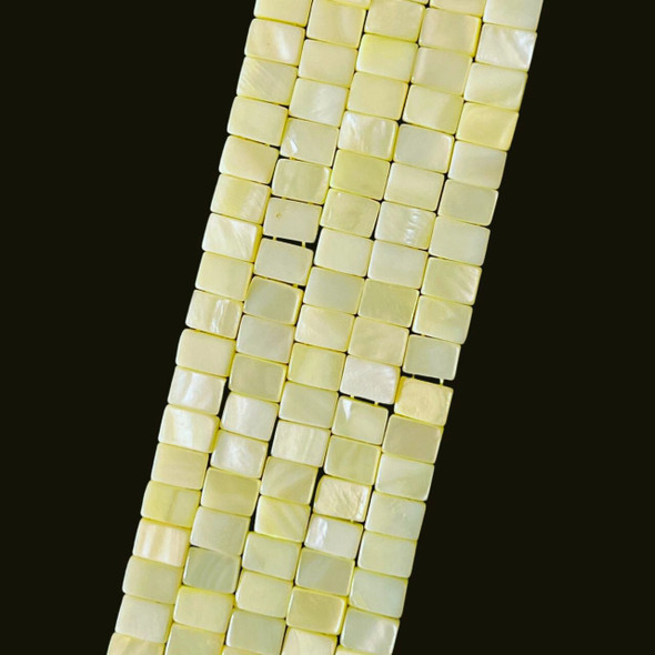 Shell, Smooth Rectangle, Double Hole, Yellow, Dyed, 5x7mm