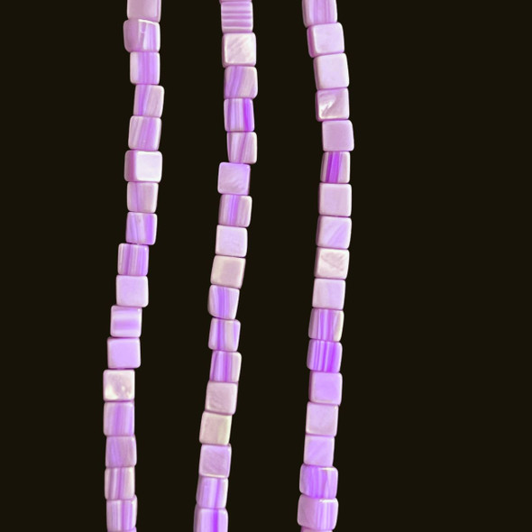 Shell, Smooth Cube, Purple, Dyed, 3mm