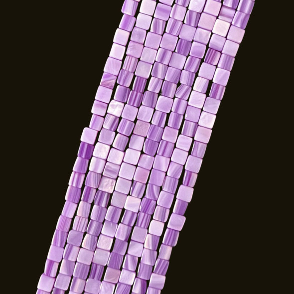 Shell, Smooth Cube, Purple, Dyed, 3mm
