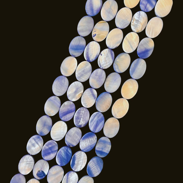 Shell, Smooth Oval, Dark Blue, Dyed, 18x13mm