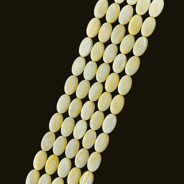 Shell, Smooth Oval, Yellow, Dyed, 21x13mm