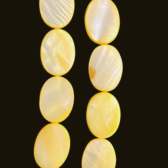 Shell, Smooth Oval, Dark Yellow, Dyed, 18x13mm