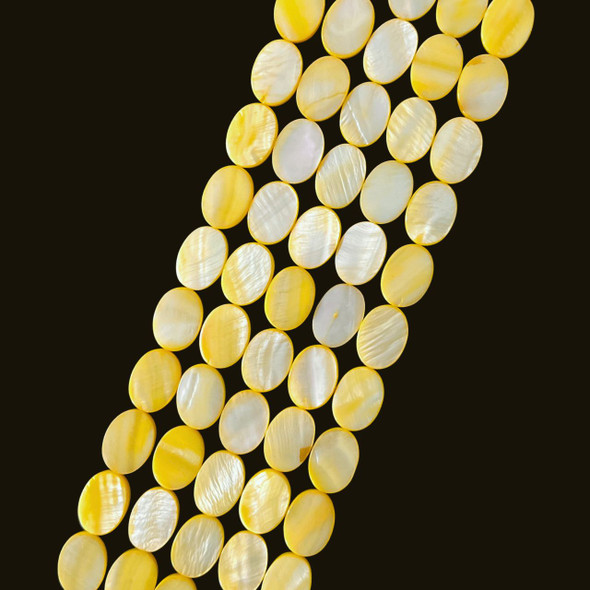 Shell, Smooth Oval, Dark Yellow, Dyed, 18x13mm