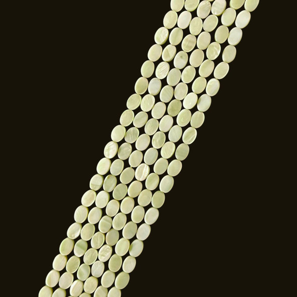 Shell, Smooth Oval, Green, Dyed, 7x5mm