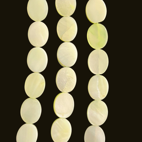 Shell, Smooth Oval, Light Green, Dyed, 10x8mm