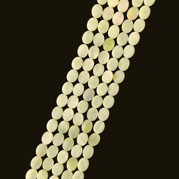 Shell, Smooth Oval, Light Green, Dyed, 10x8mm
