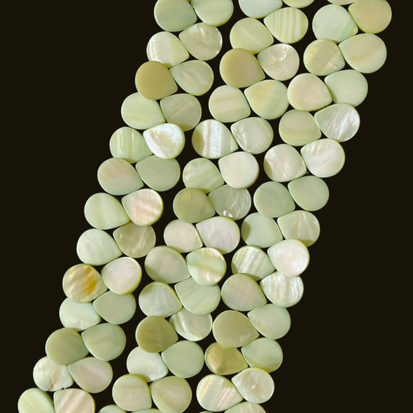 Shell, Smooth Drop, Double Sided, Green, Dyed, 13x15mm