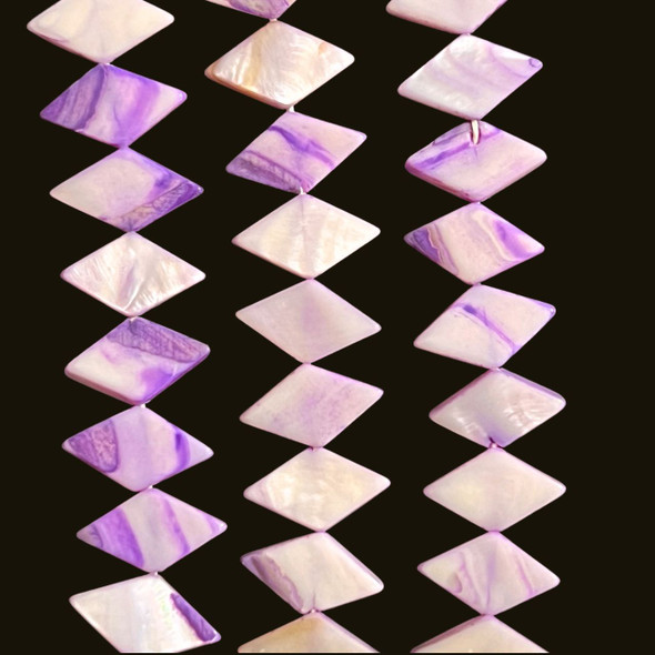 Shell, Smooth Diamond, Purple, Dyed, 15x9mm