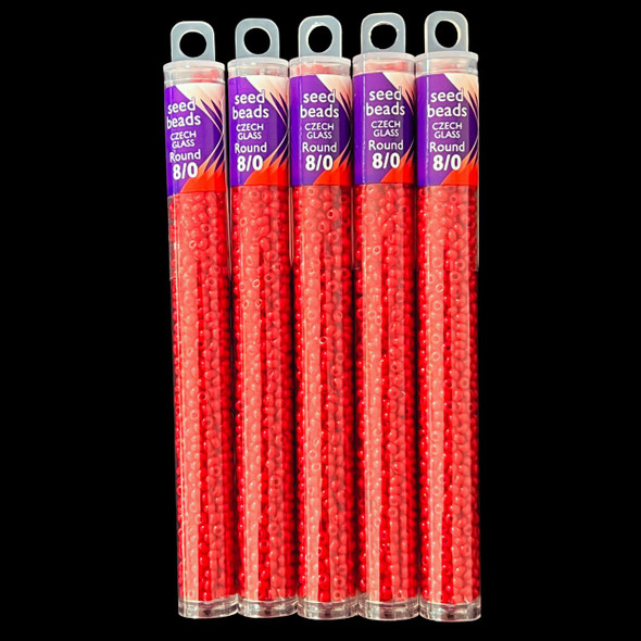 Seed Beads, 8/0 Czech, Round, Dark Red, 22 gram Tube