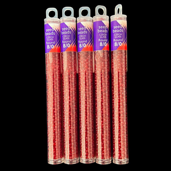 Seed Beads, 8/0 Czech, Round, Garnet, 22 gram Tube