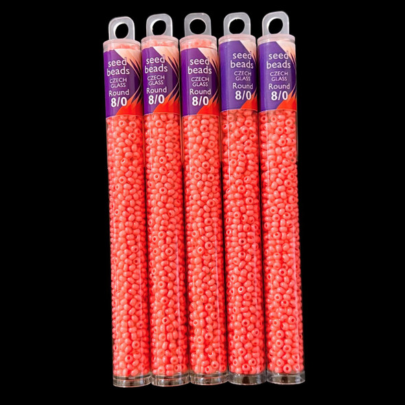 Seed Beads, 8/0 Czech, Round, OP Pink Dyed, 22 gram Tube