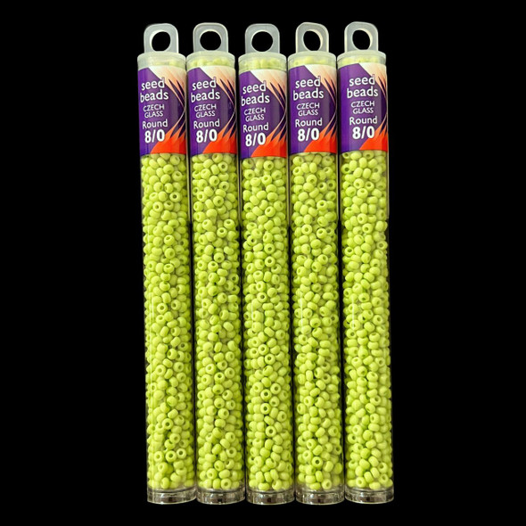 Seed Beads, 8/0 Czech, Round, Lime OP, 22 gram Tube