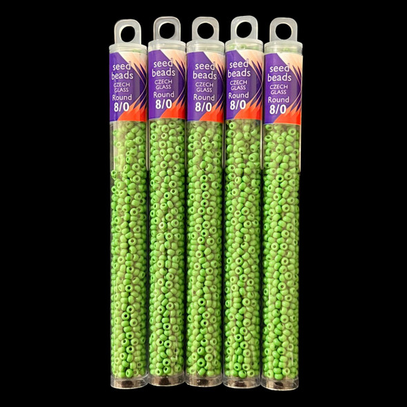 Seed Beads, 8/0 Czech, Round, Green OP, 22 gram Tube