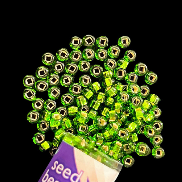 Seed Beads, 8/0 Czech, Round, Medium Green S/L, 22 gram Tube