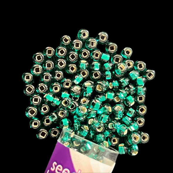 Seed Beads, 8/0 Czech, Round, Emerald S/L, 22 gram Tube
