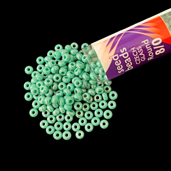 Seed Beads, 8/0 Czech, Round, Green Turq AB, 22 gram Tube