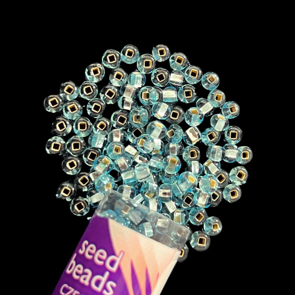 Seed Beads, 8/0 Czech, Round, Light Aqua S/L, 22 gram Tube