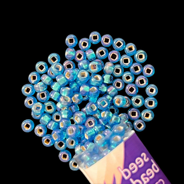 Seed Beads, 8/0 Czech, Round, Dark Aqua S/L AB, 22 gram Tube