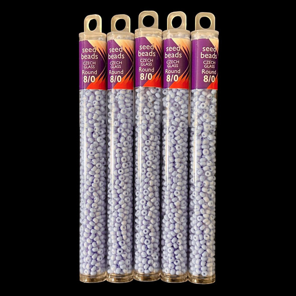 Seed Beads, 8/0 Czech, Round, Powder Blue, 22 gram Tube