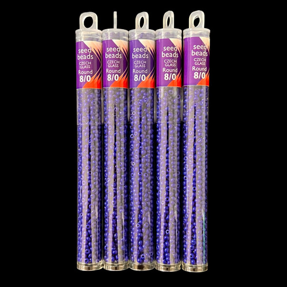 Seed Beads, 8/0 Czech, Round, Blue, 22 gram Tube