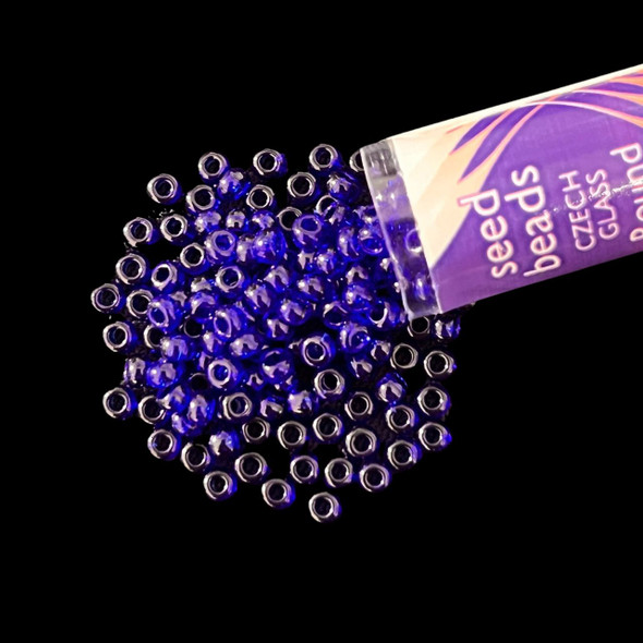 Seed Beads, 8/0 Czech, Round, Dark Sapphire, 22 gram Tube