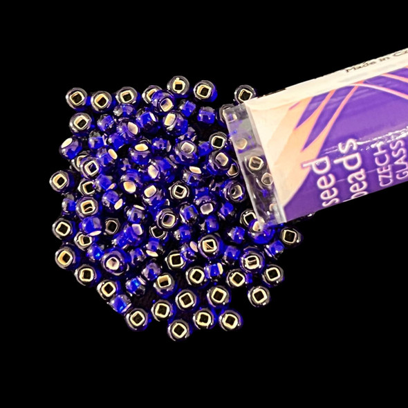 Seed Beads, 8/0 Czech, Round, Cobalt S/L, 22 gram Tube