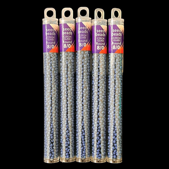 Seed Beads, 8/0 Czech, Round, Opaque Denim, 22 gram Tube