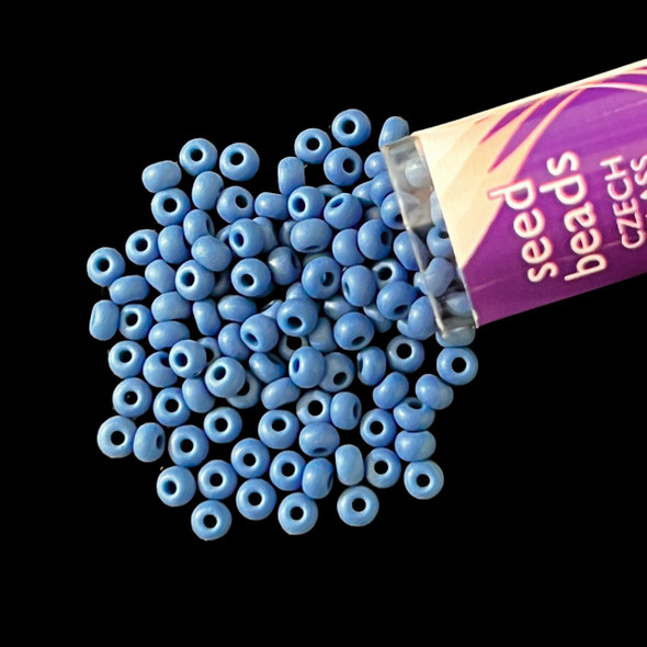 Seed Beads, 8/0 Czech, Round, Opaque Denim, Matte, 22 gram Tube