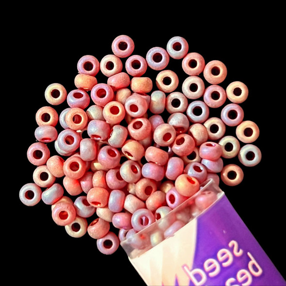 Seed Beads, 8/0 Czech, Round, Garnet AB, Matte, 22 gram Tube