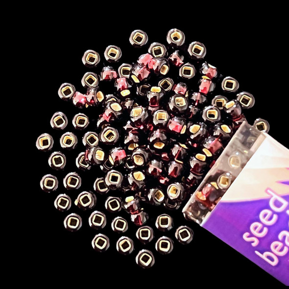 Seed Beads, 8/0 Czech, Round, Dark Amethyst S/L, 22 gram Tube