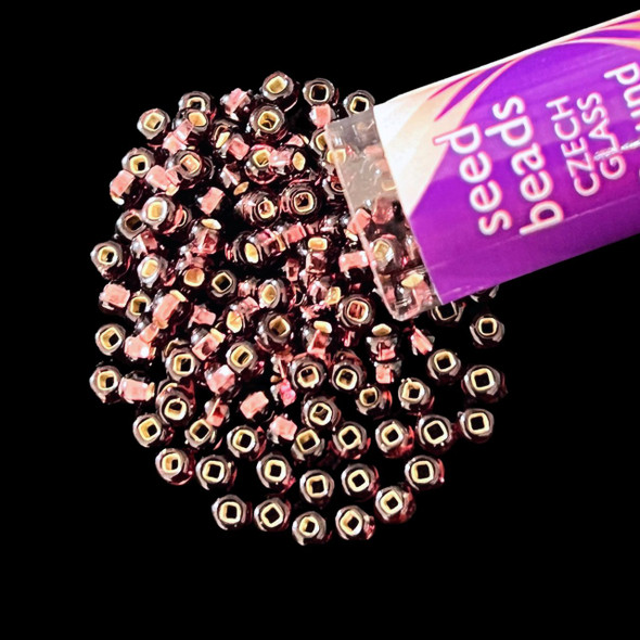 Seed Beads, 8/0 Czech, Round, Amethyst S/L, 22 gram Tube