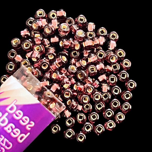 Seed Beads, 8/0 Czech, Round, Amethyst S/L, 22 gram Tube