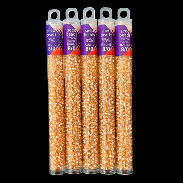 Seed Beads, 8/0 Czech, Round, Champagne S/L, 22 gram Tube