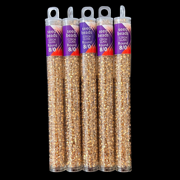 Seed Beads, 8/0 Czech, Round, Crystal Bronze/L, 22 gram Tube