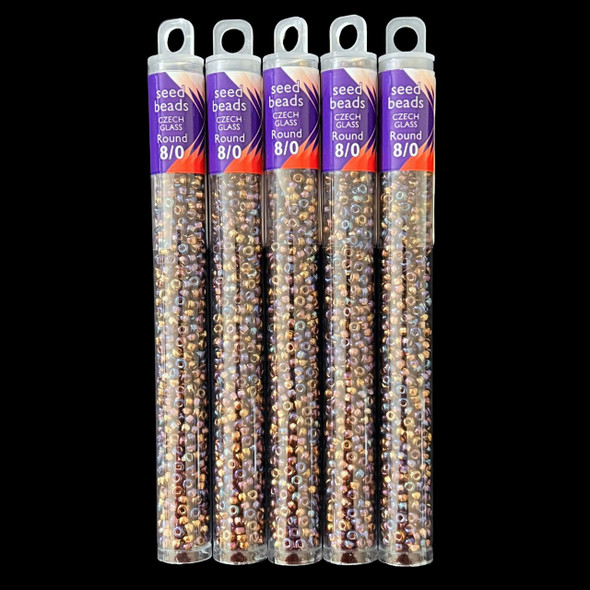 Seed Beads, 8/0 Czech, Round, Black Diamond C/L AB, 22 gram Tube