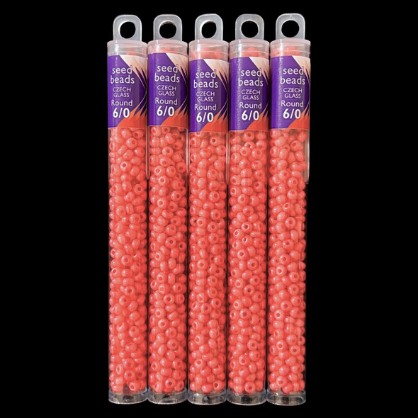 Seed Beads, 6/0 Czech, Round, OP Pink Dyed, 20 gram Tube