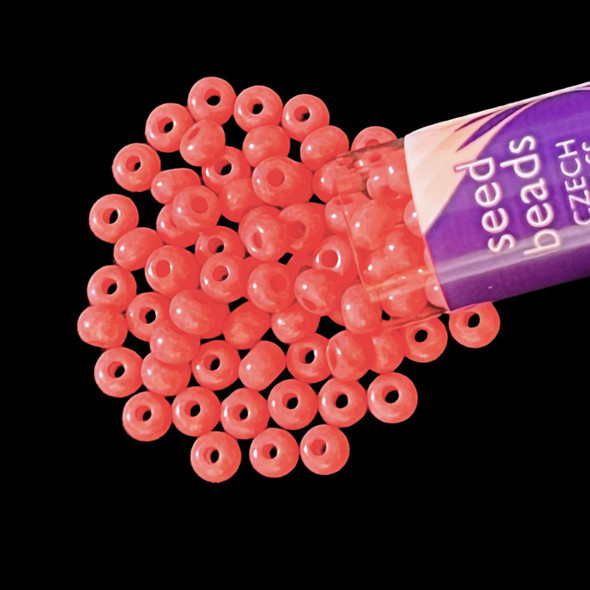 Seed Beads, 6/0 Czech, Round, OP Pink Dyed, 20 gram Tube