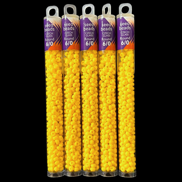 Seed Beads, 6/0 Czech, Round, Dark Yellow OP, 20 gram Tube