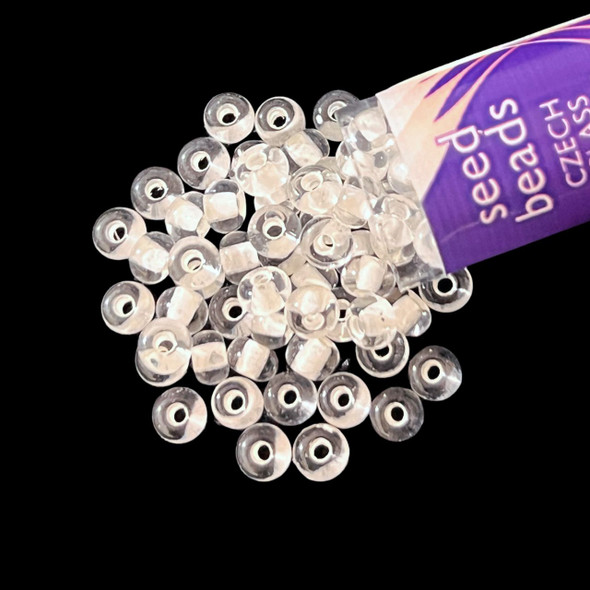 Seed Beads, 6/0 Czech, Round, Crystal Glow-in-the-Dark, 20 gram Tube