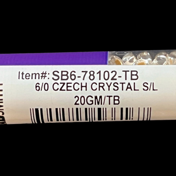 Seed Beads, 6/0 Czech, Round, Crystal S/L, 20 gram Tube