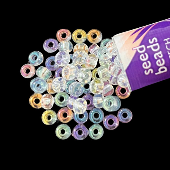 Seed Beads, 6/0 Czech, Round, Crystal AB, 20 gram Tube