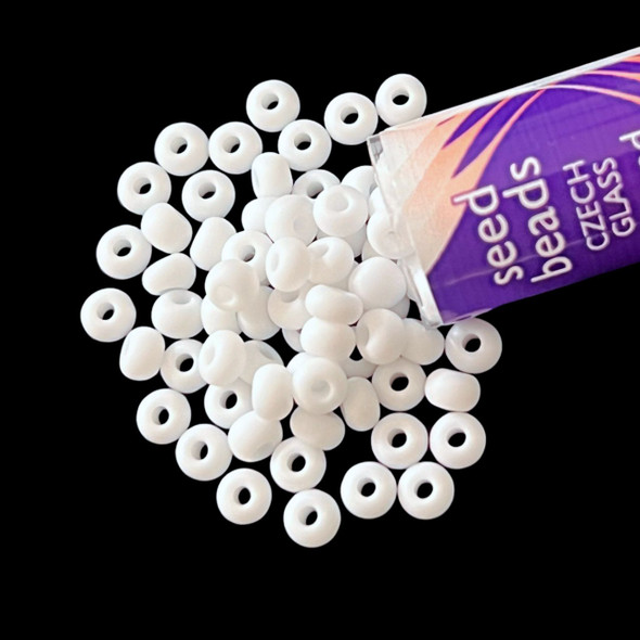 Seed Beads, 6/0 Czech, Round, Chalk, Matte, 20 gram Tube