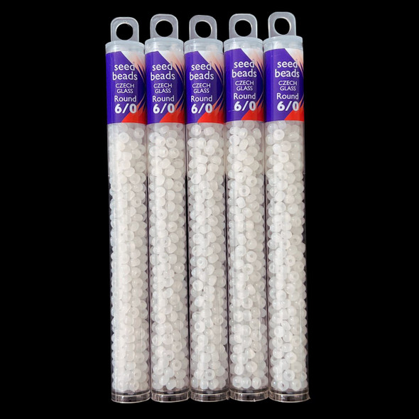Seed Beads, 6/0 Czech, Round, Alabaster, 20 gram Tube